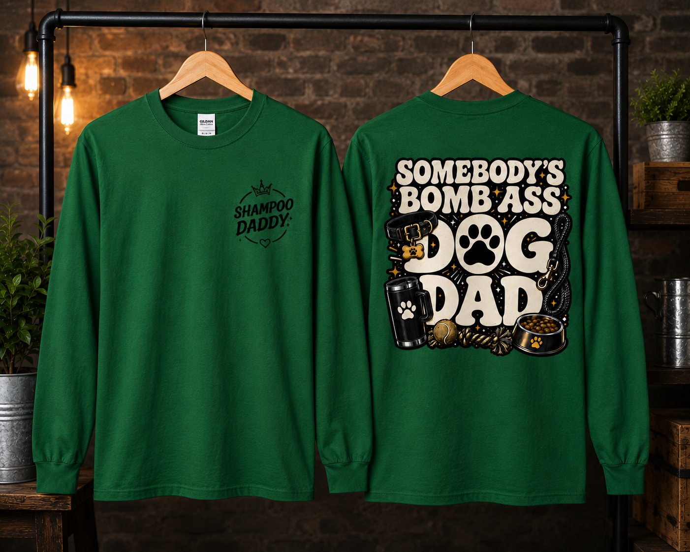 SOMEBODY'S BOMB ASS DOG DAD LONG SLEEVE T-SHIRT