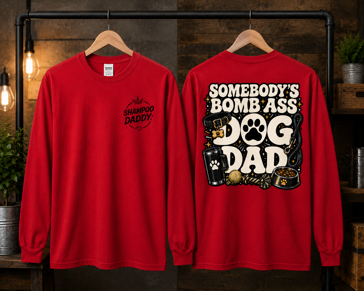 SOMEBODY'S BOMB ASS DOG DAD LONG SLEEVE T-SHIRT