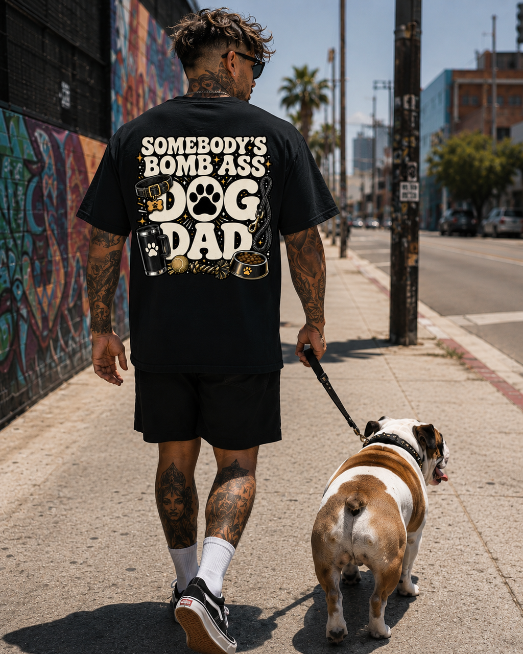 SOMEBODY'S BOMB ASS DOG DAD T-SHIRT