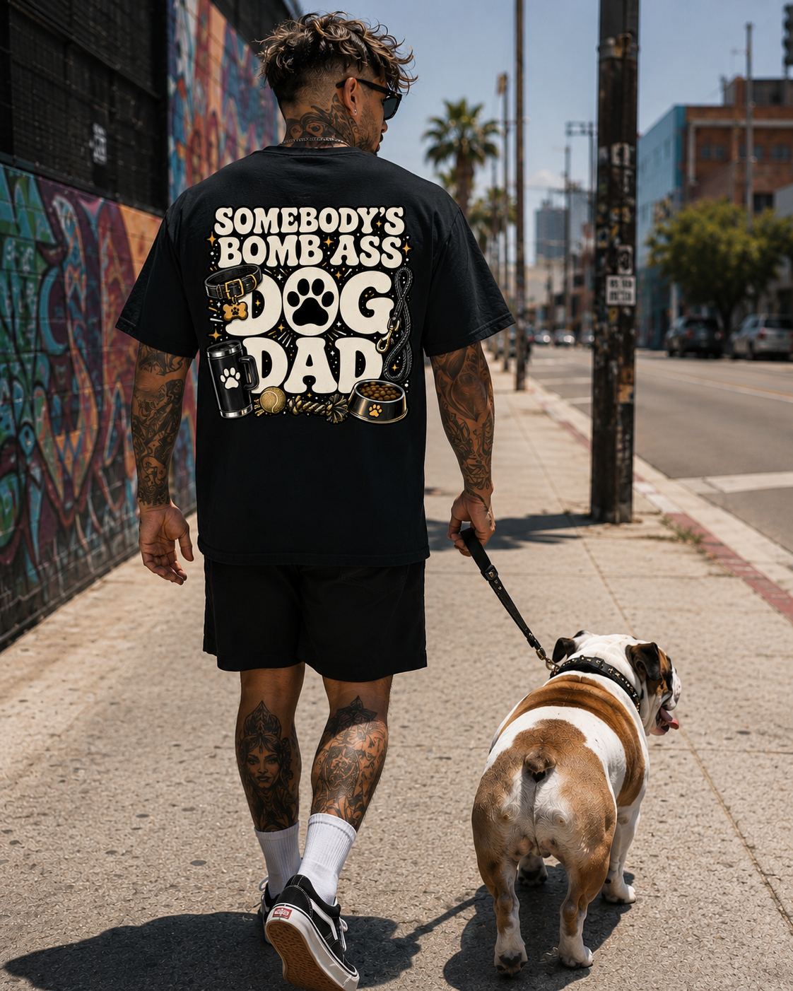 SOMEBODY'S BOMB ASS DOG DAD T-SHIRT