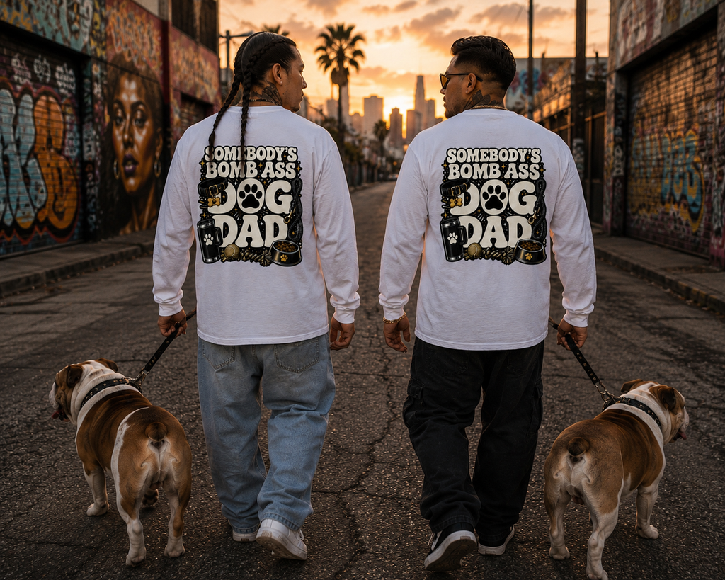 SOMEBODY'S BOMB ASS DOG DAD LONG SLEEVE T-SHIRT