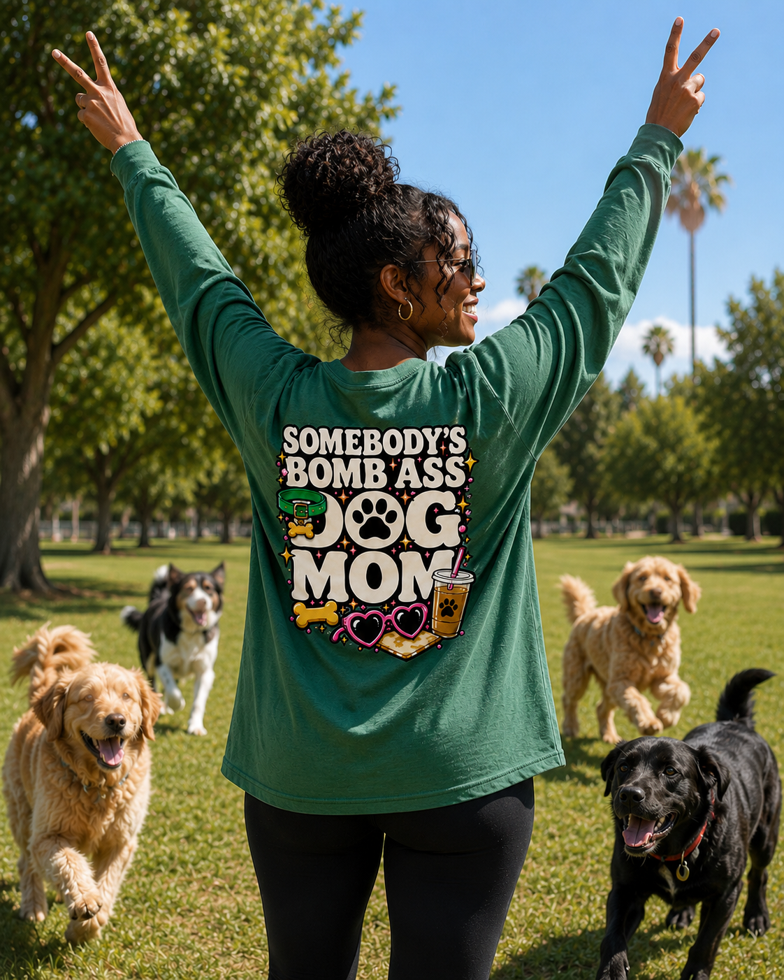 SOMEBODY'S BOMB ASS DOG MOM LONG SLEEVE T-SHIRT