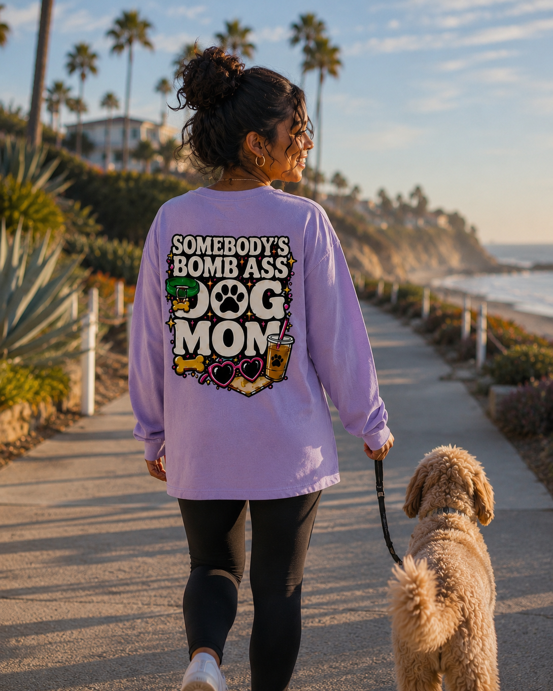 SOMEBODY'S BOMB ASS DOG MOM LONG SLEEVE T-SHIRT