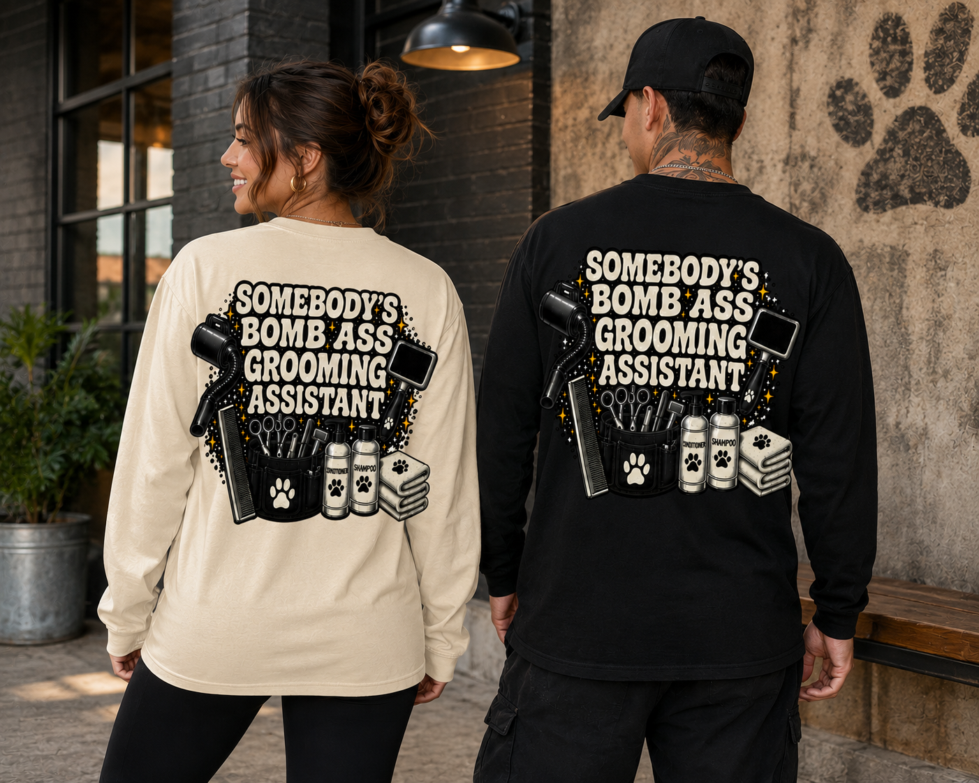 SOMEBODY'S BOMB ASS GROOMING ASSISTANT LONG SLEEVE T-SHIRT