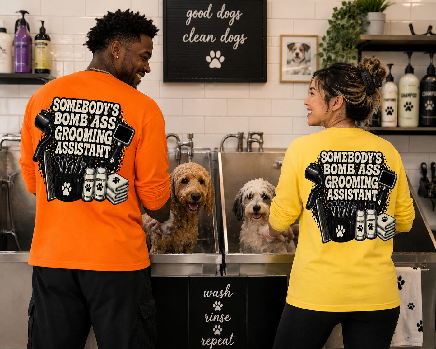 SOMEBODY'S BOMB ASS GROOMING ASSISTANT LONG SLEEVE T-SHIRT