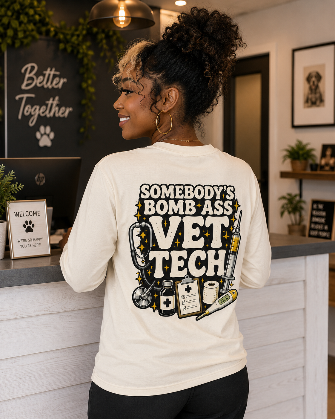 SOMEBODY'S BOMB ASS VET TECH LONG SLEEVE T-SHIRT