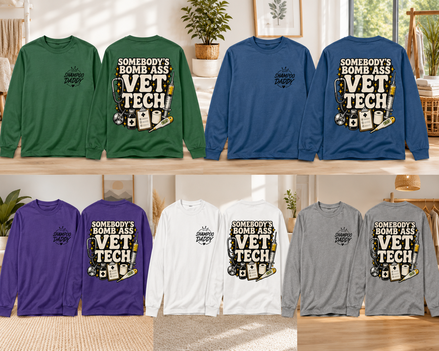SOMEBODY'S BOMB ASS VET TECH LONG SLEEVE T-SHIRT