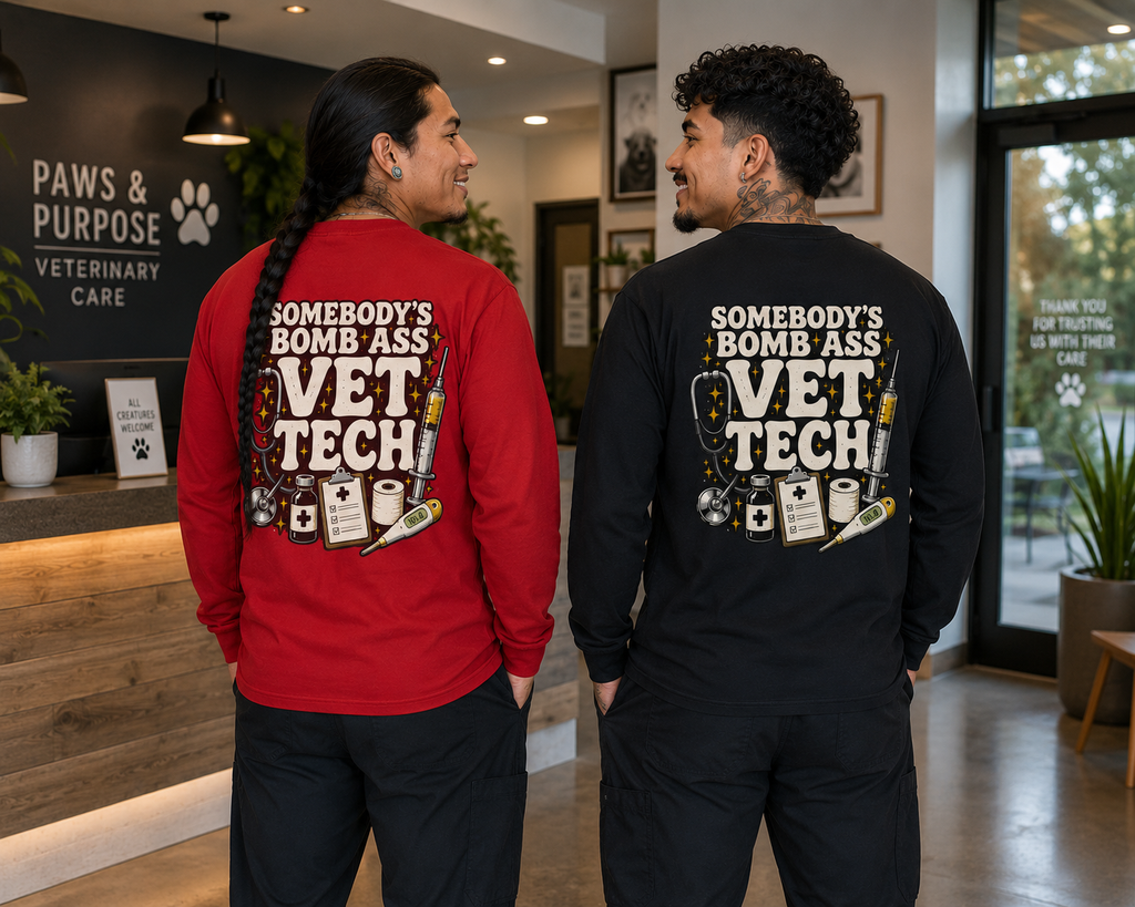 SOMEBODY'S BOMB ASS VET TECH LONG SLEEVE T-SHIRT